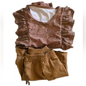 SOLD Jamie Kay Floral Ruffle Top and Tan Short Swim Set 8y